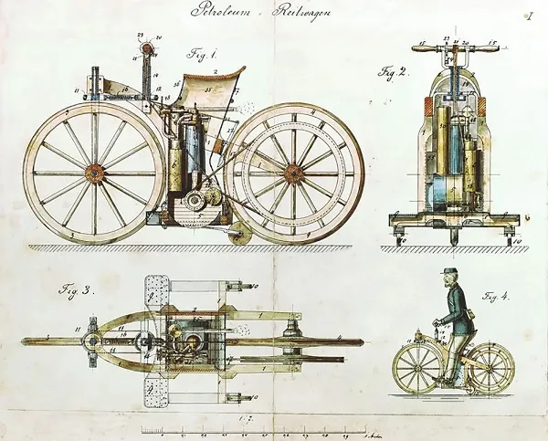 Daimler Reitwagen - de eerste motorfiets van Gottlieb Daimler, 1885