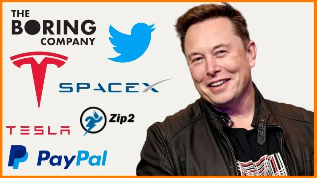 Elon Musk en de logo's van al zijn bedrijven